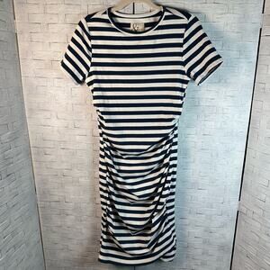 & Ampersand Avenue striped Tee-Shirt Dress maternity roost tummy stretchy fabric